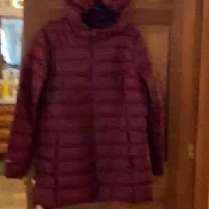 Eddie Bauer Lightweight cranberry down coat size L